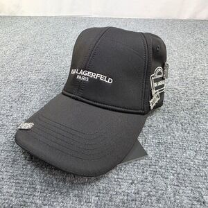 Karl Lagerfeld Paris Black Baseball‎ Cap Rue Eiffel Tower Embellished One Size